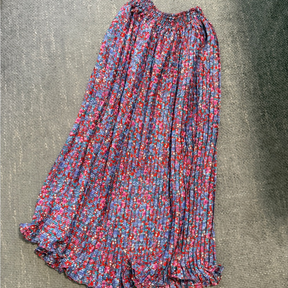 Unique Vintage Colorful Floral Maxi Skirt
